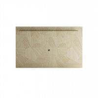 Manhattan Comfort 255251 Celine 85.43 TV Panel with Glass Overhead Shelf in Nude Mosaic Wood